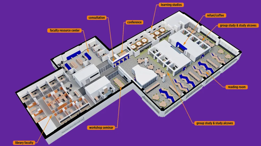 Image taken from Hunter College website concerning the 5th floor of the Cooperman Library.